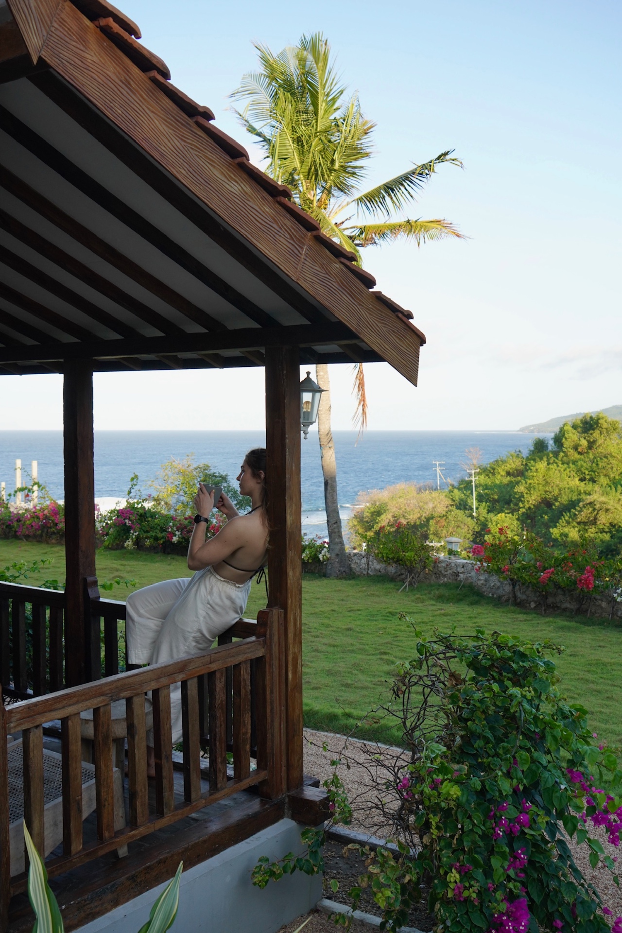 Guest enjoying ocean view from gazebo