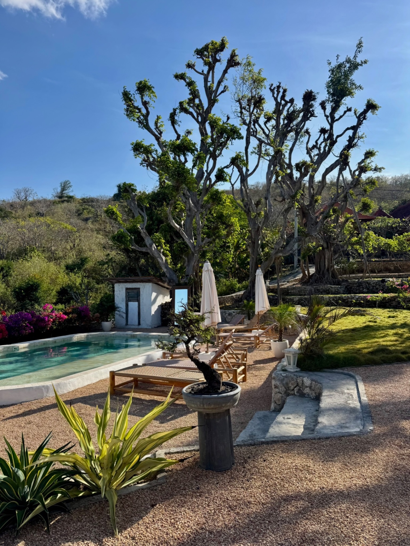 Pool area with loungers at Villas Roc-Azur